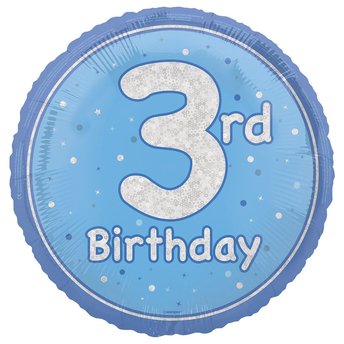 Glitz Blue - 3rd Birthday Foil Balloon