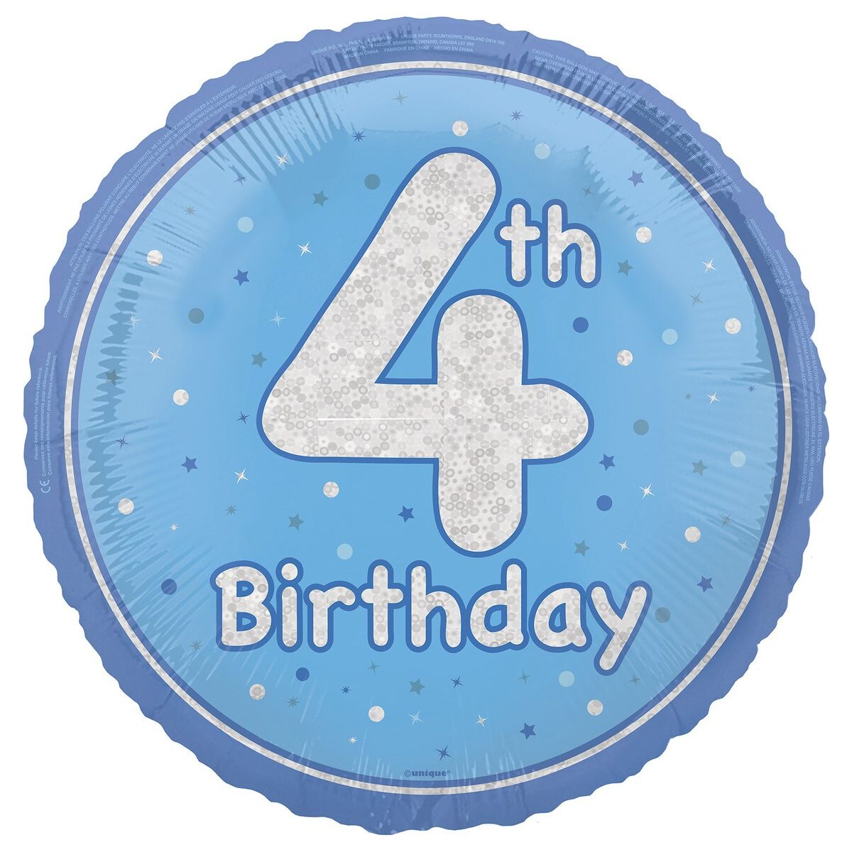 Glitz Blue - 4th Birthday Foil Balloon