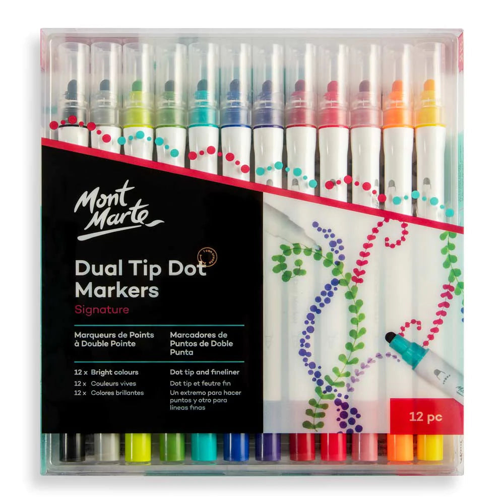 Mont Marte Paint Pens Dual Tip Fine/Broad 12pc