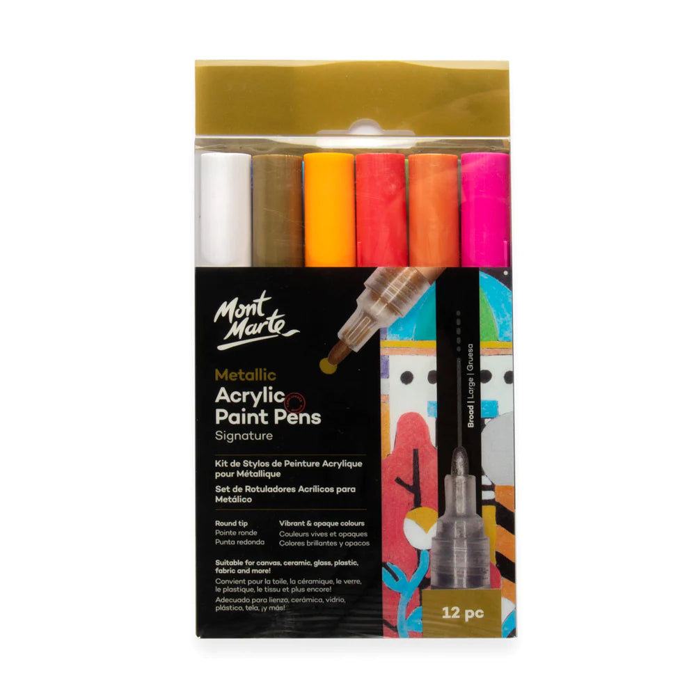 Mont Marte Metallic Acrylic Paint Pens Broad Tip - Dollars and Sense