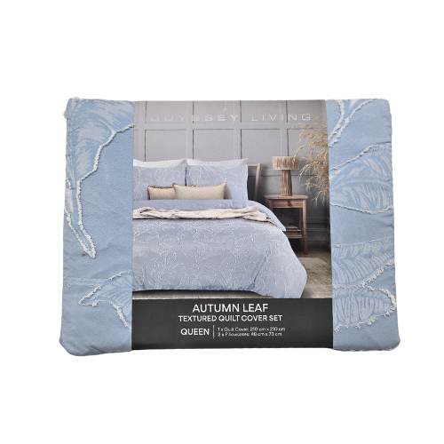 Queen Bed Quilt Set - Leaf Print