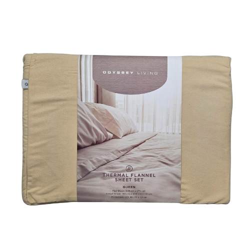 Queen Bed Thermal Flannel Sheet Set - Pebble