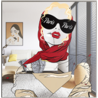 Tempered Glass Wall Art Lady - Red Scarf or Brunette