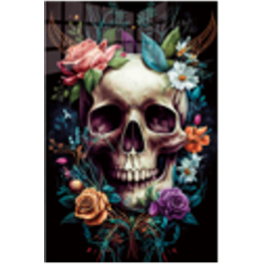 Tempered Glass Wall Art Skull - Wings or Flowers