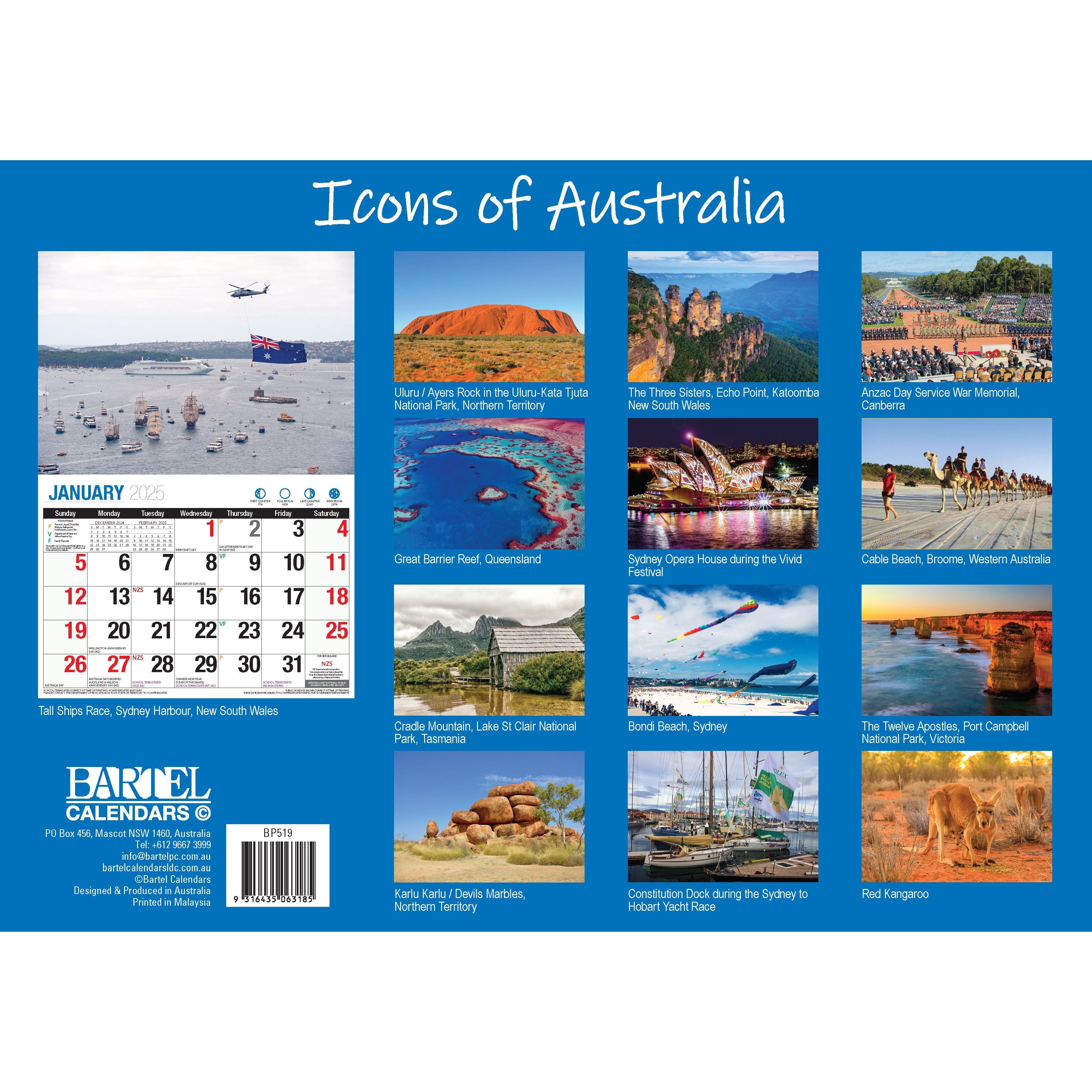 Calendar 2025 - Australian Icons