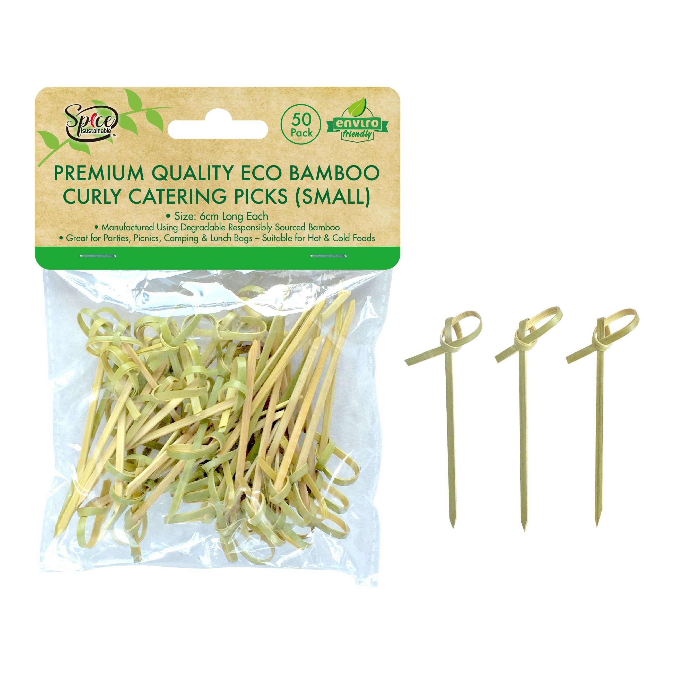 Bamboo Curly Catering Picks - Small