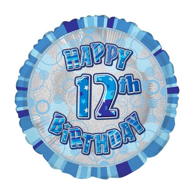 Glitz Blue - 12th Birthday Foil Balloon