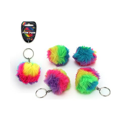 Keychain Plush Pom Pom Ball - Rainbow