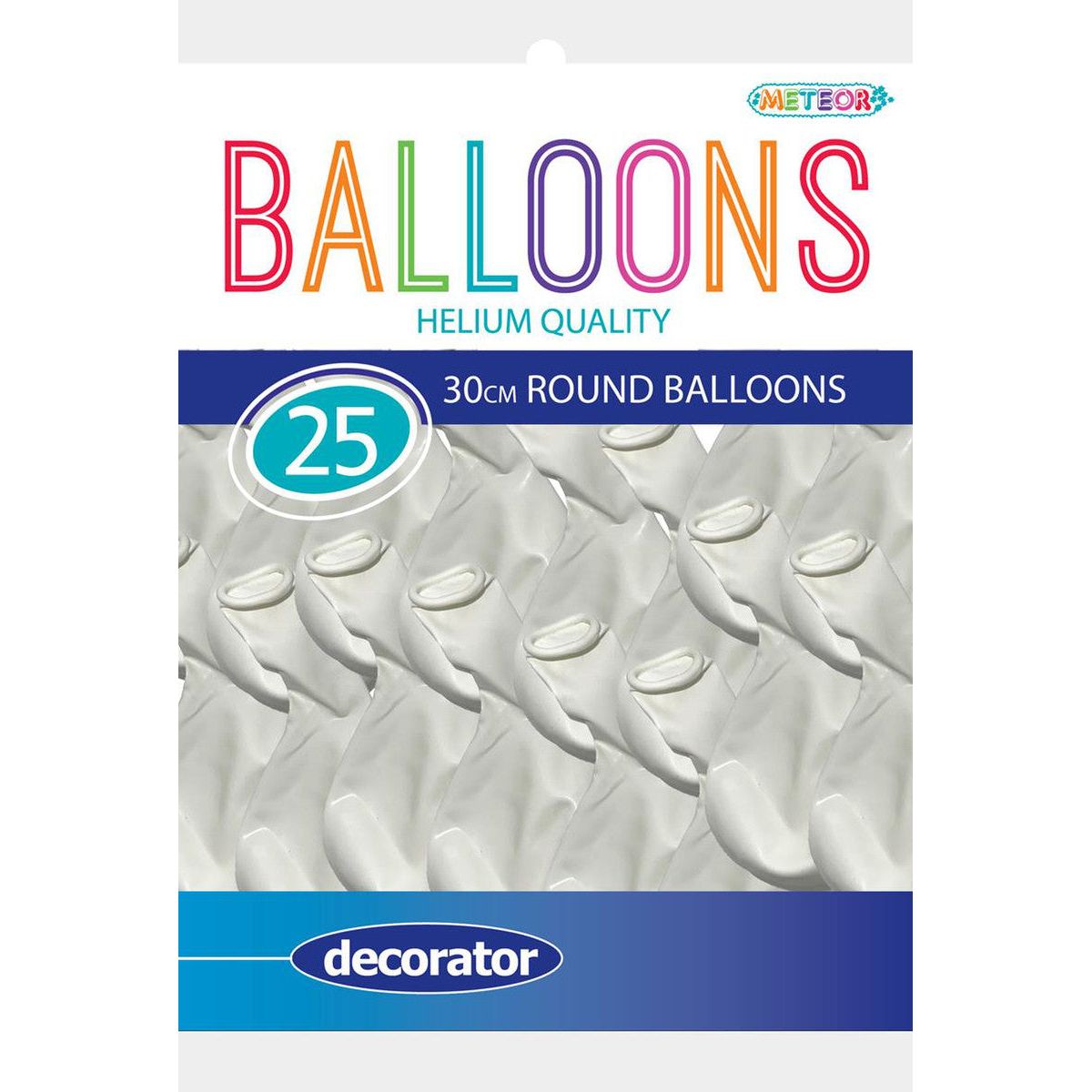 Latex Decorator Balloons White 30cm 25pk