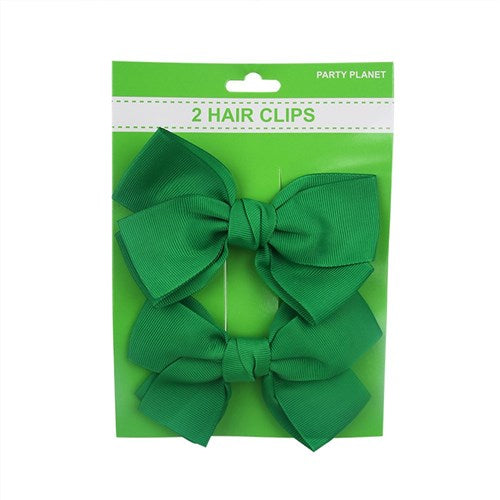 Bow Hair Clips - Green