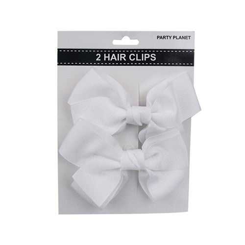 Bow Hair Clips - White