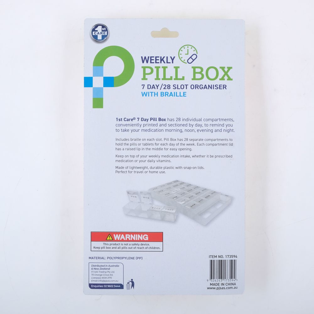 1st Care 7 Day Pill Box - Clip Strip