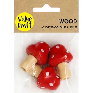 Craft Wood Mushroom - Red