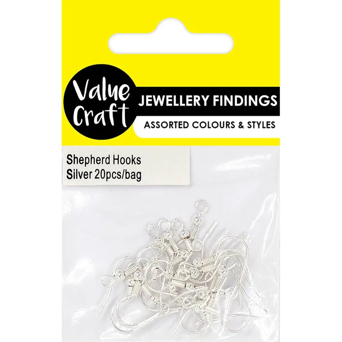 Jewellery Findings Shepherd Hooks - Silver