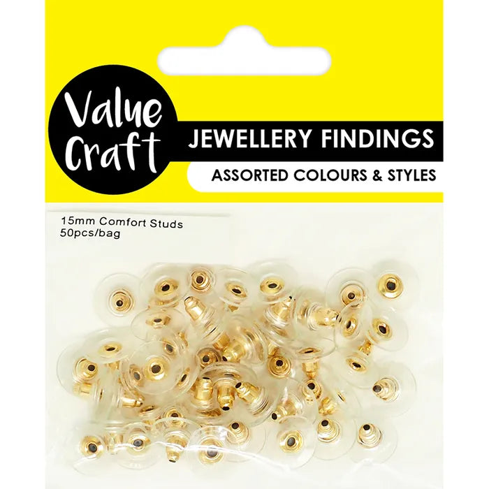 Jewellery Findings Earring Comfort Studs - Gold