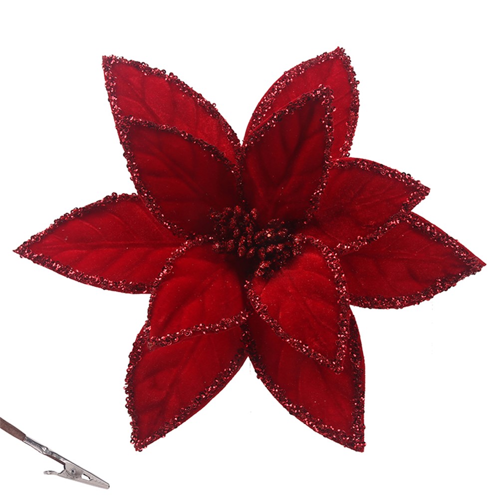 Christmas Red Poinsettia - Clip