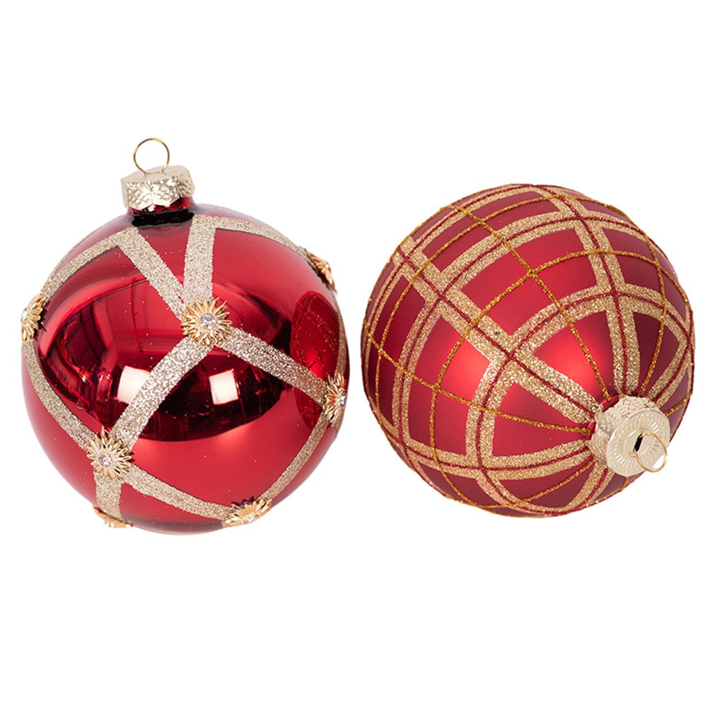 Christmas Glass Bauble - Red & Gold