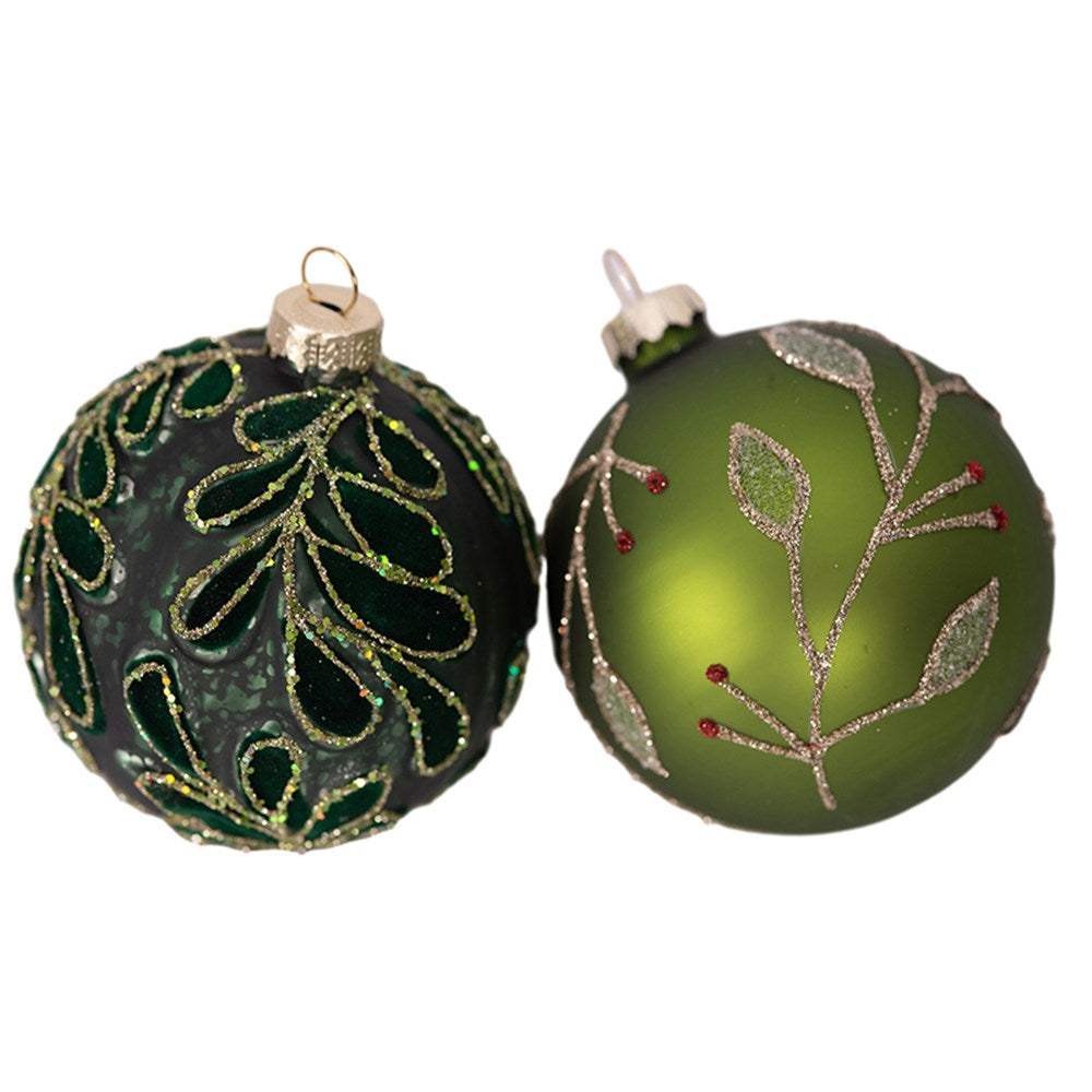 Christmas Glass Bauble - Emerald or Moss Green