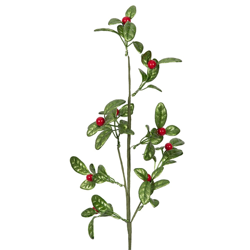 Christmas Pick - Red Berries & Green Leaves