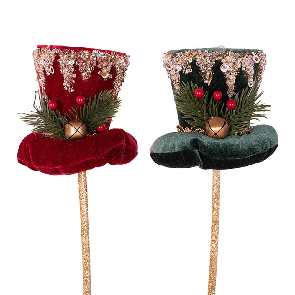 Christmas Pick Velour Hat - Emerald Green or Burgundy