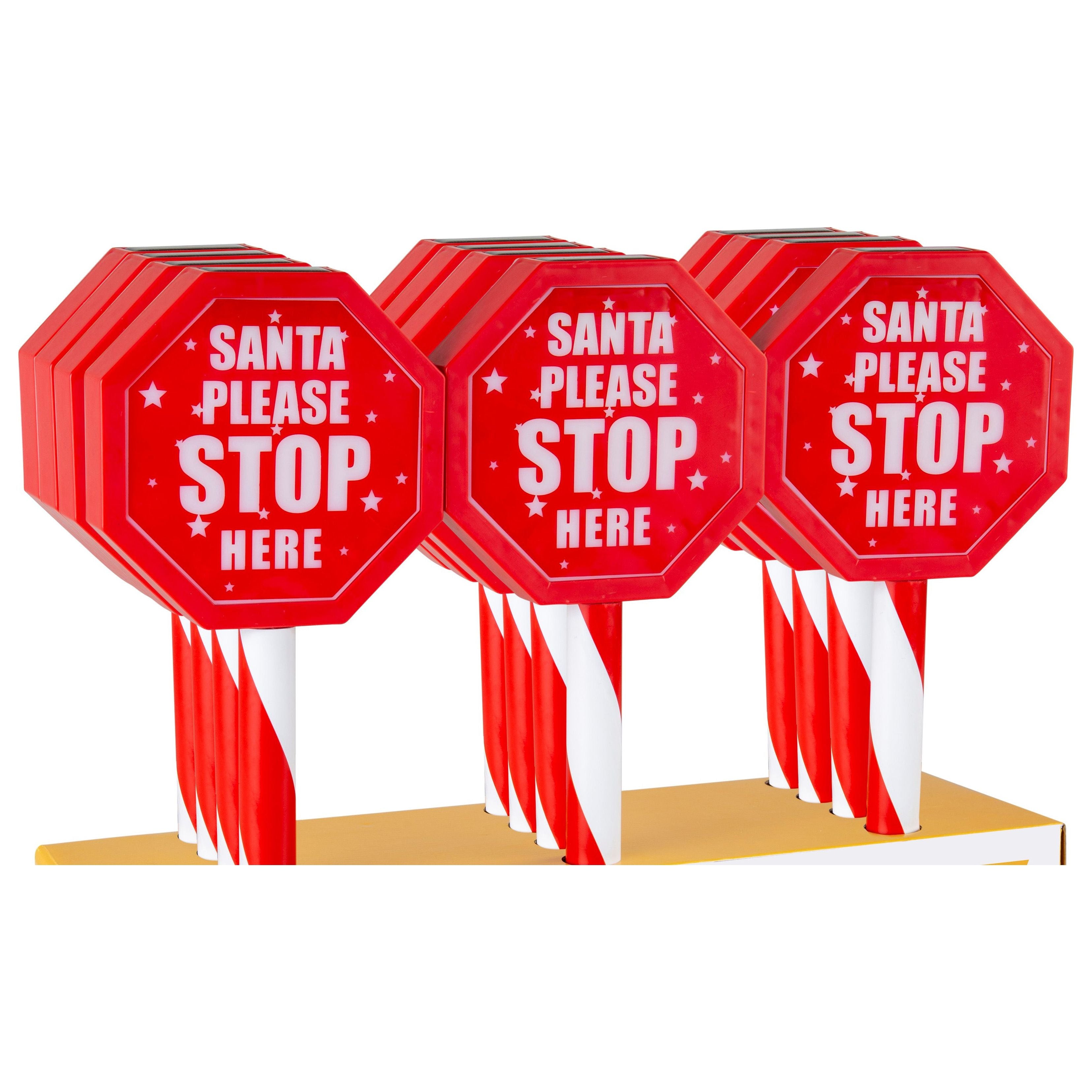 Christmas - Solar Santa Stop Sign Stake