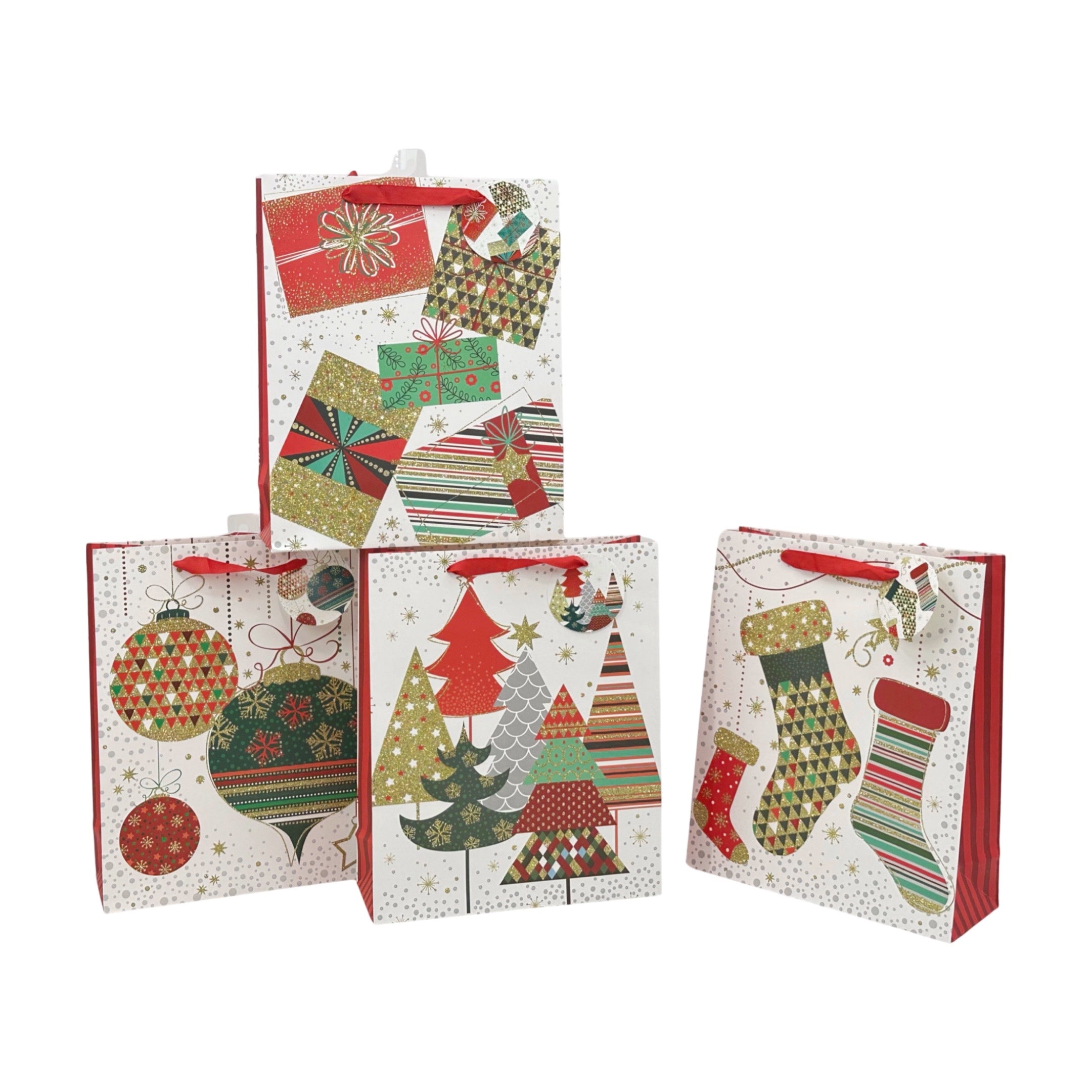 Christmas Glitter Tree & Bauble Gift Bag - Extra Large