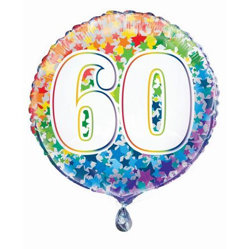 Rainbow Stars - 60th Foil Balloon