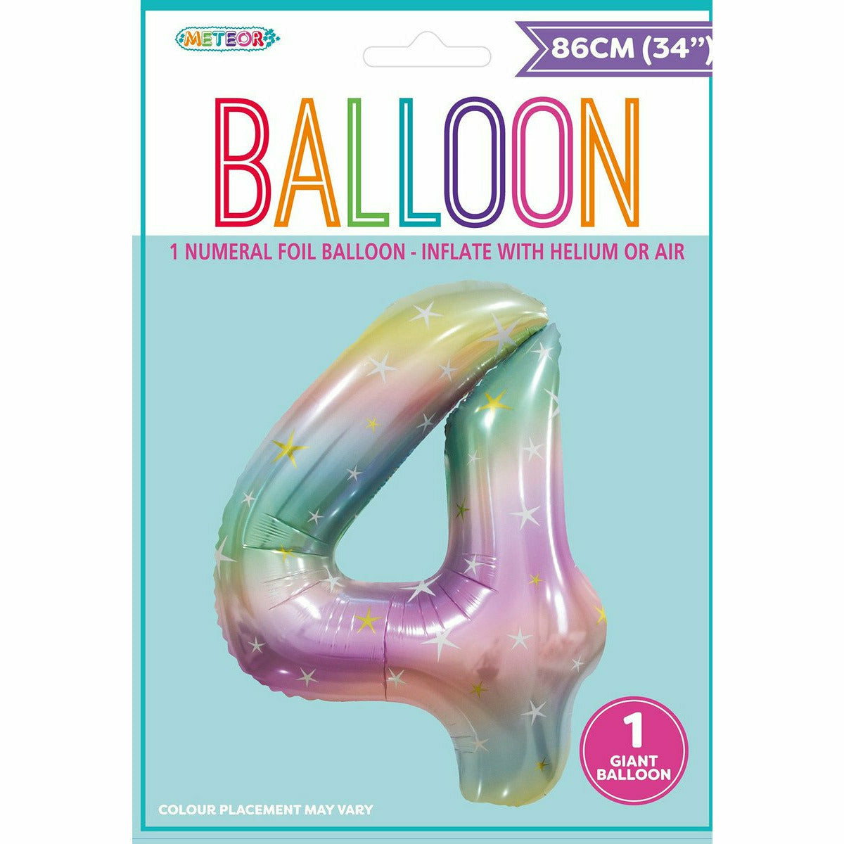 Foil Balloon Number 4 - Pastel Rainbow