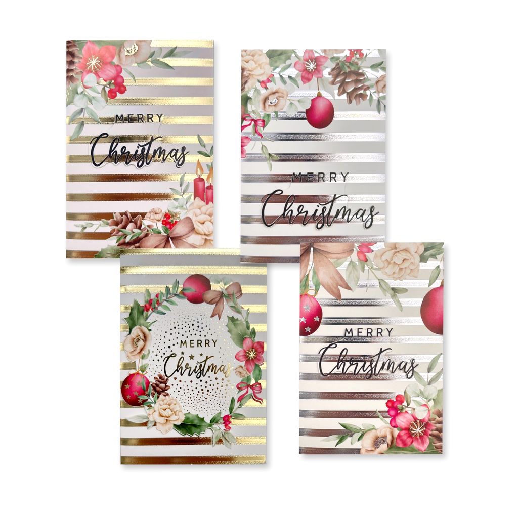 Christmas Foiled Cards - Stripes