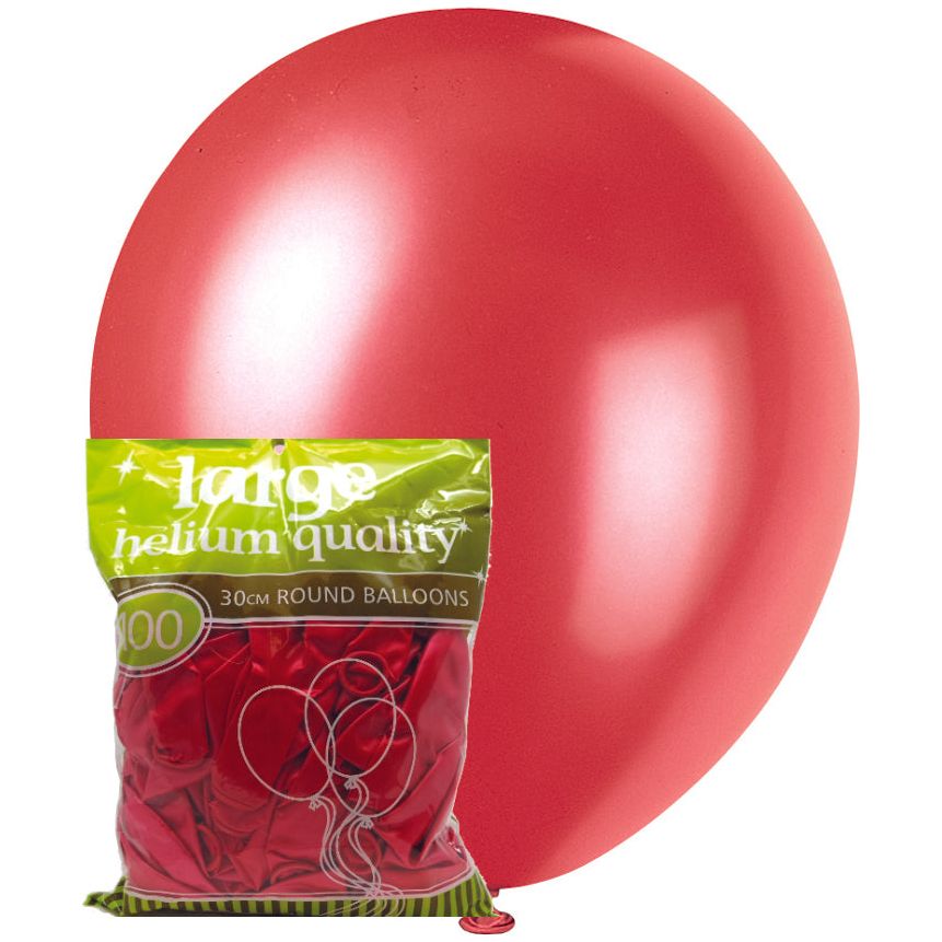 Metallic Latex Balloons - Cherry Red