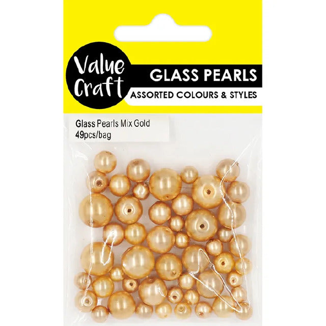 Bead Glass Pearl Mix - Gold - Dollars and Sense