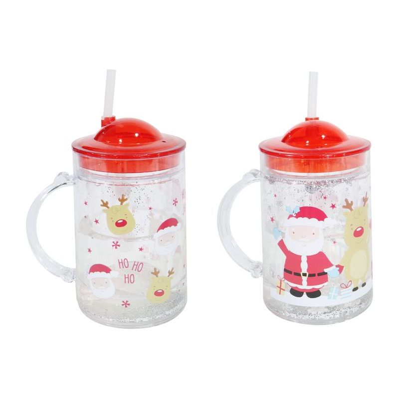 Christmas Sippy Water Cup - Glitter