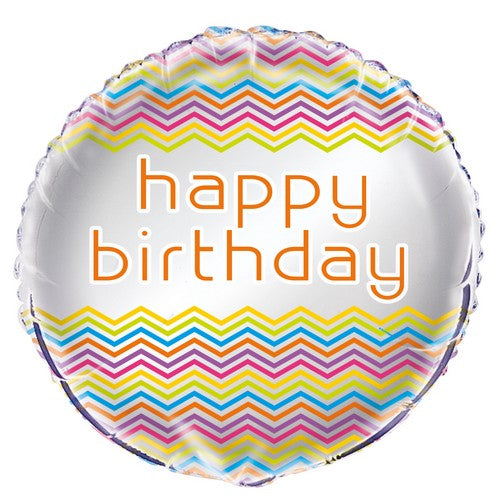 Rainbow Chevron Happy Birthday 45cm Foil Balloon Default Title