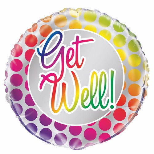 Rainbow Get Well 45cm (18) Foil Balloon Packaged