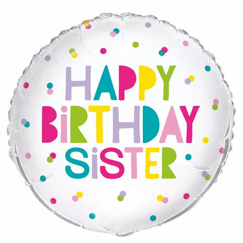 Happy Birthday Sister 45cm (18) Foil Balloon Packaged