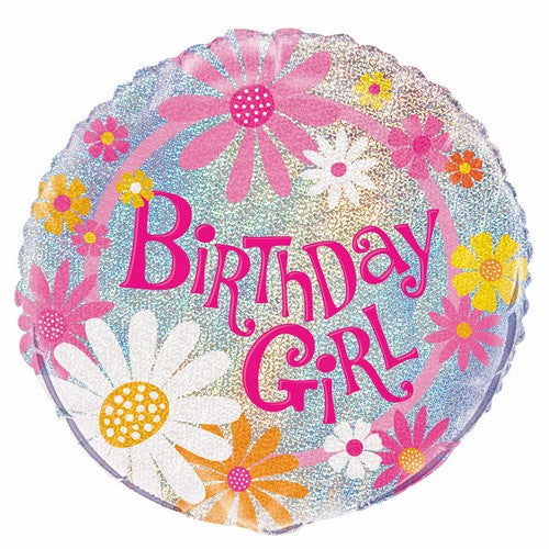 Birthday Girl 45cm (18) Foil Prismatic Balloons Packaged