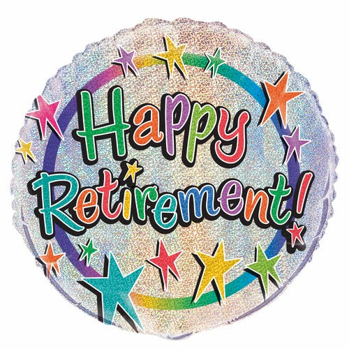 Happy Retirement 45cm (18) Foil Prismatic Balloons Packaged