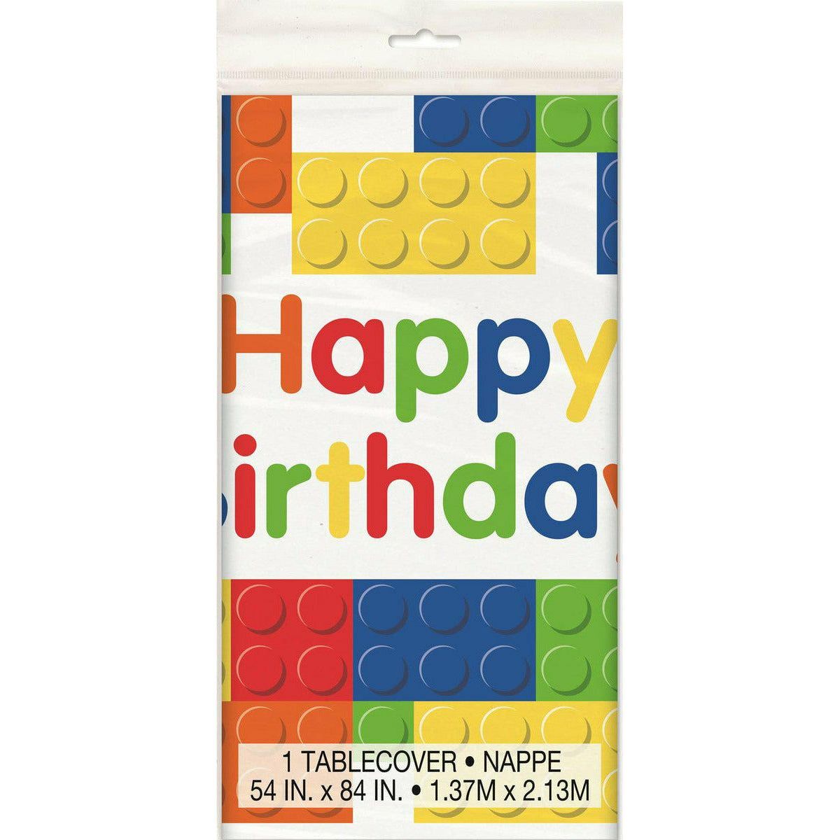 Building Blocks Birthday Printed Tablecover - 1.37x2.13m 1 Piece - Dollars and Sense