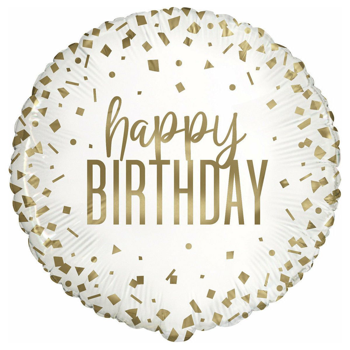 Gold Confetti Happy Birthday Foil Balloon Packaged - 45cm 1 Piece - Dollars and Sense