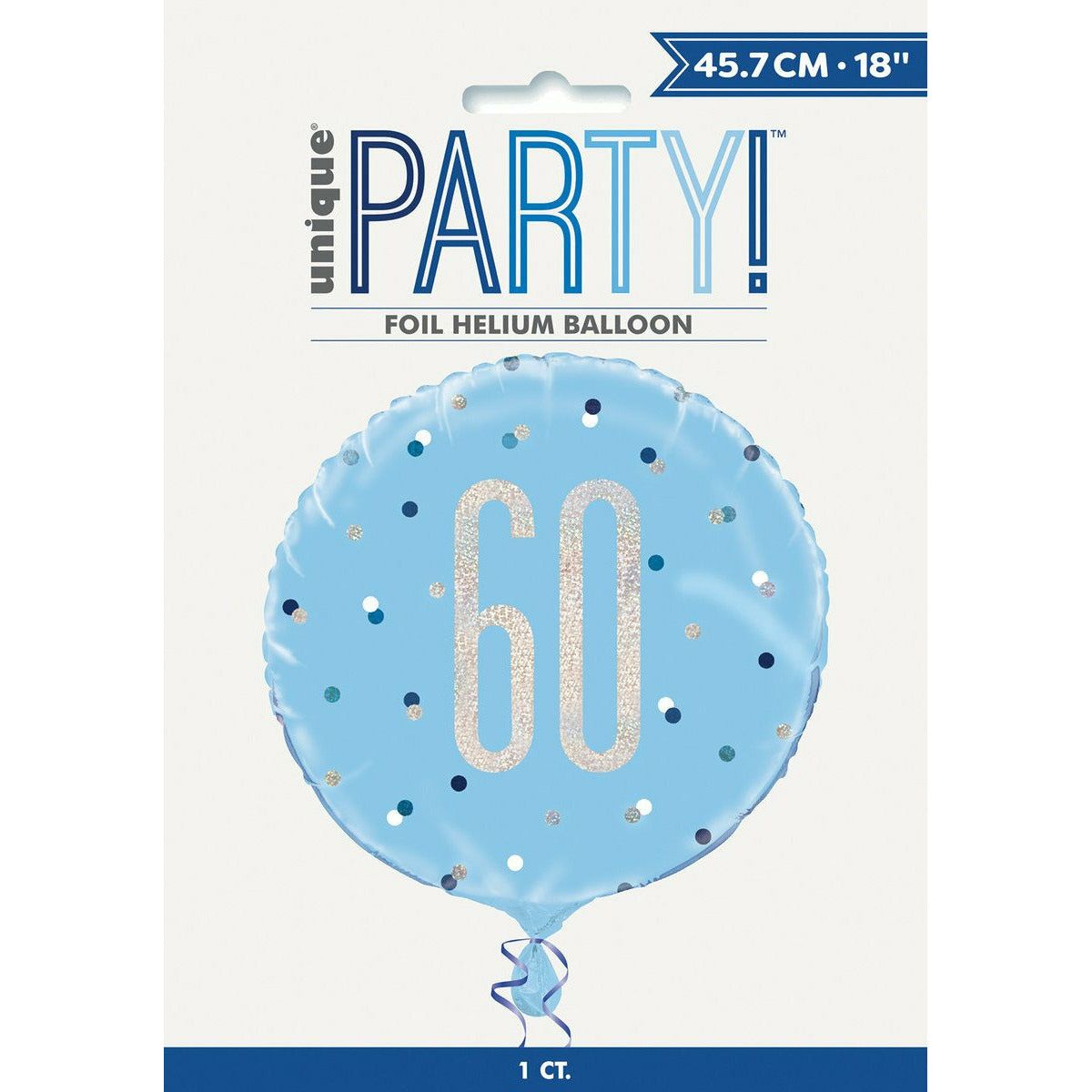 Blue 60th Foil Balloon 45cm - Dollars and Sense