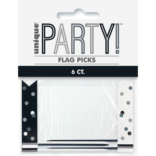 Black And Silver 6 Flag Picks 9cm Default Title