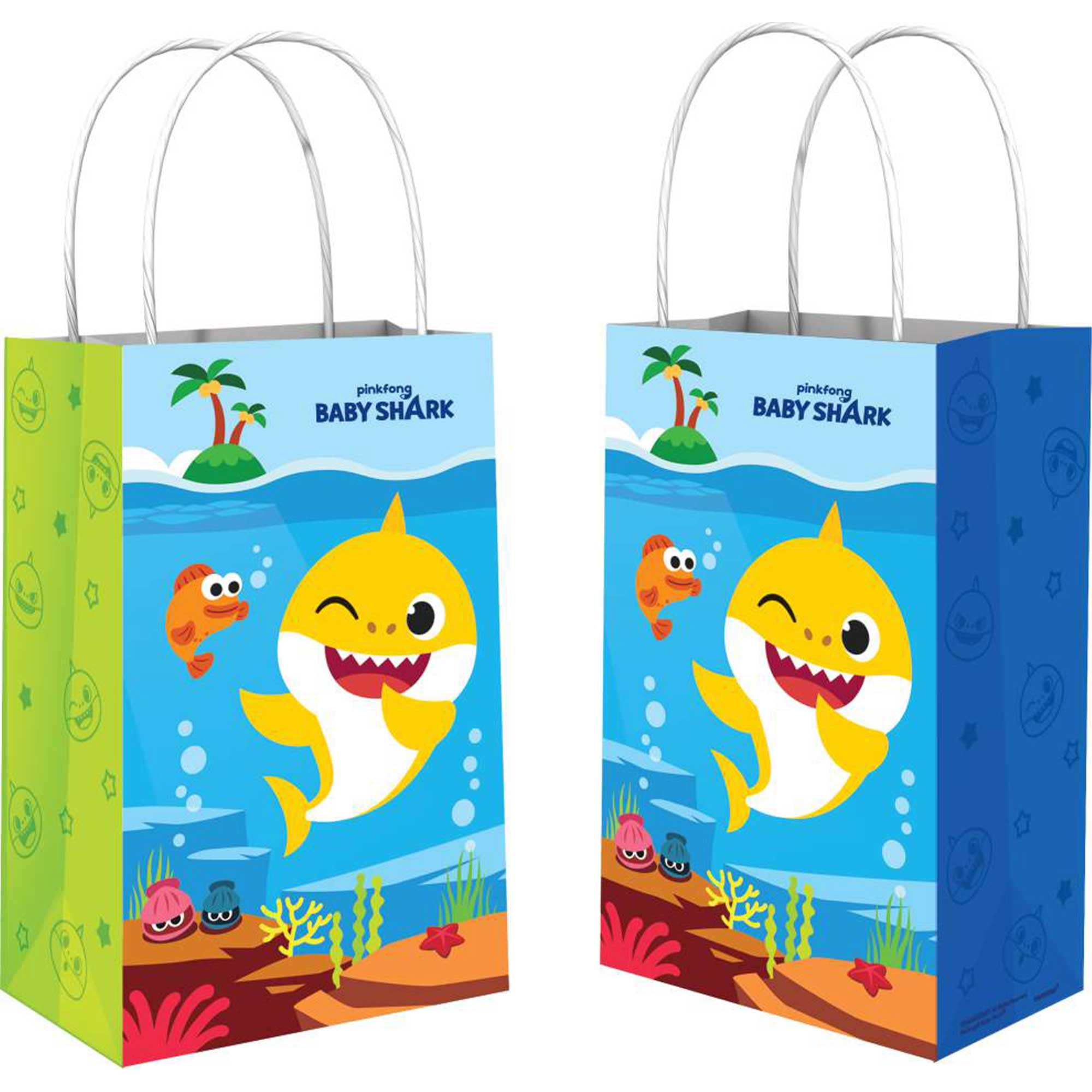 Baby Shark Paper Kraft Bags - 12x21x8cm 8 Pack Default Title