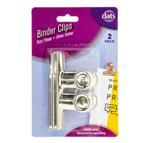 Silver Binder Clips 2 Pack - 75mm 1 Piece - Dollars and Sense