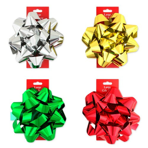 Bow Star Metallic Large - 20cm 1 Piece Assorted - Dollars and Sense