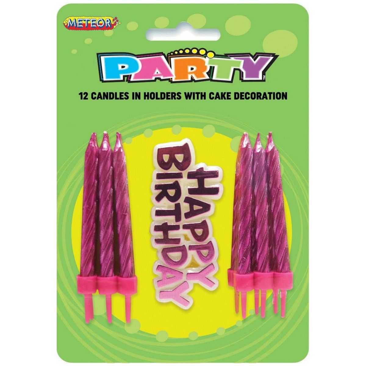 Pink Candles & Happy Birthday Sign 12Pk - Dollars and Sense