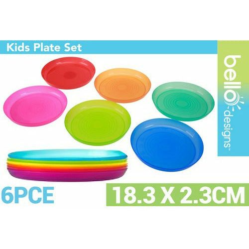 Kids Plate Multicolour Set - 18.3x2.3cm 6 Pack 1 Piece - Dollars and Sense