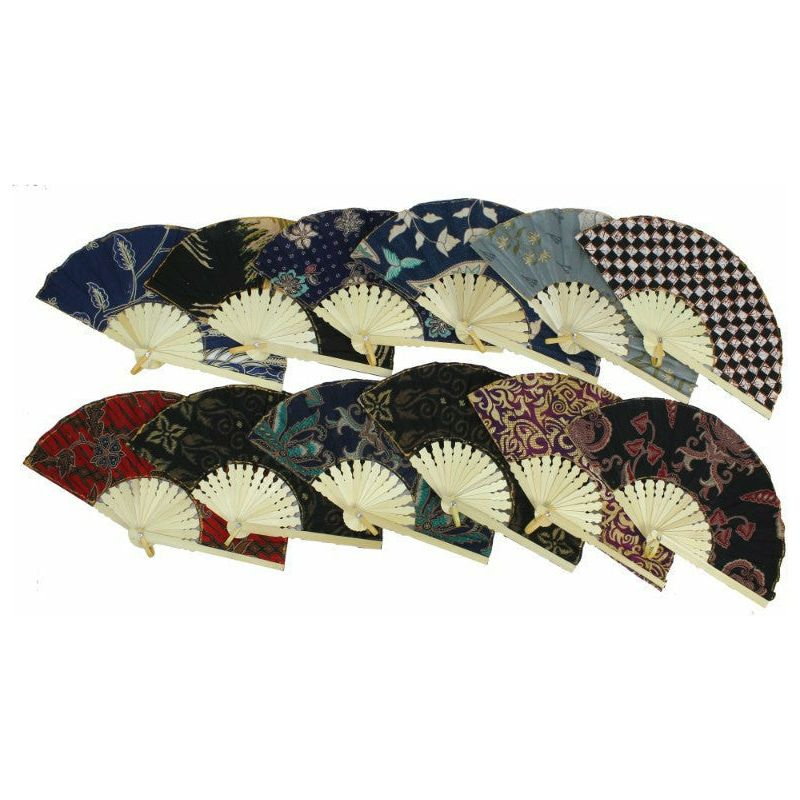 Fabric Bamboo Fan - 23cm 1 Piece Assorted - Dollars and Sense