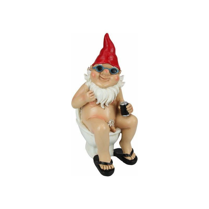 Rude Gnome Sitting on Toilet - 26cm - Dollars and Sense