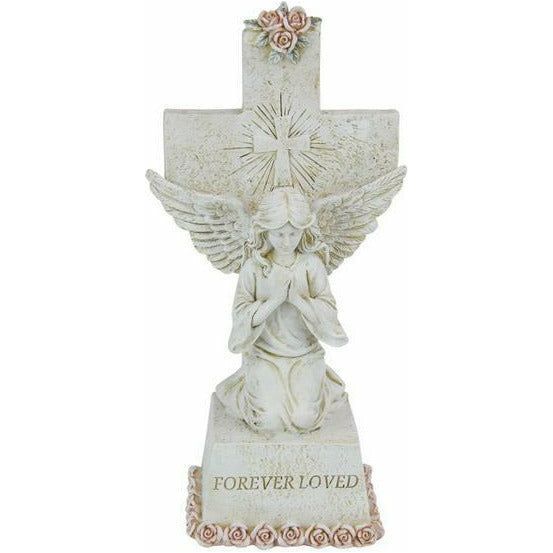 Kneeling Prayer Angel on Cross Forever Loved - 26cm - Dollars and Sense