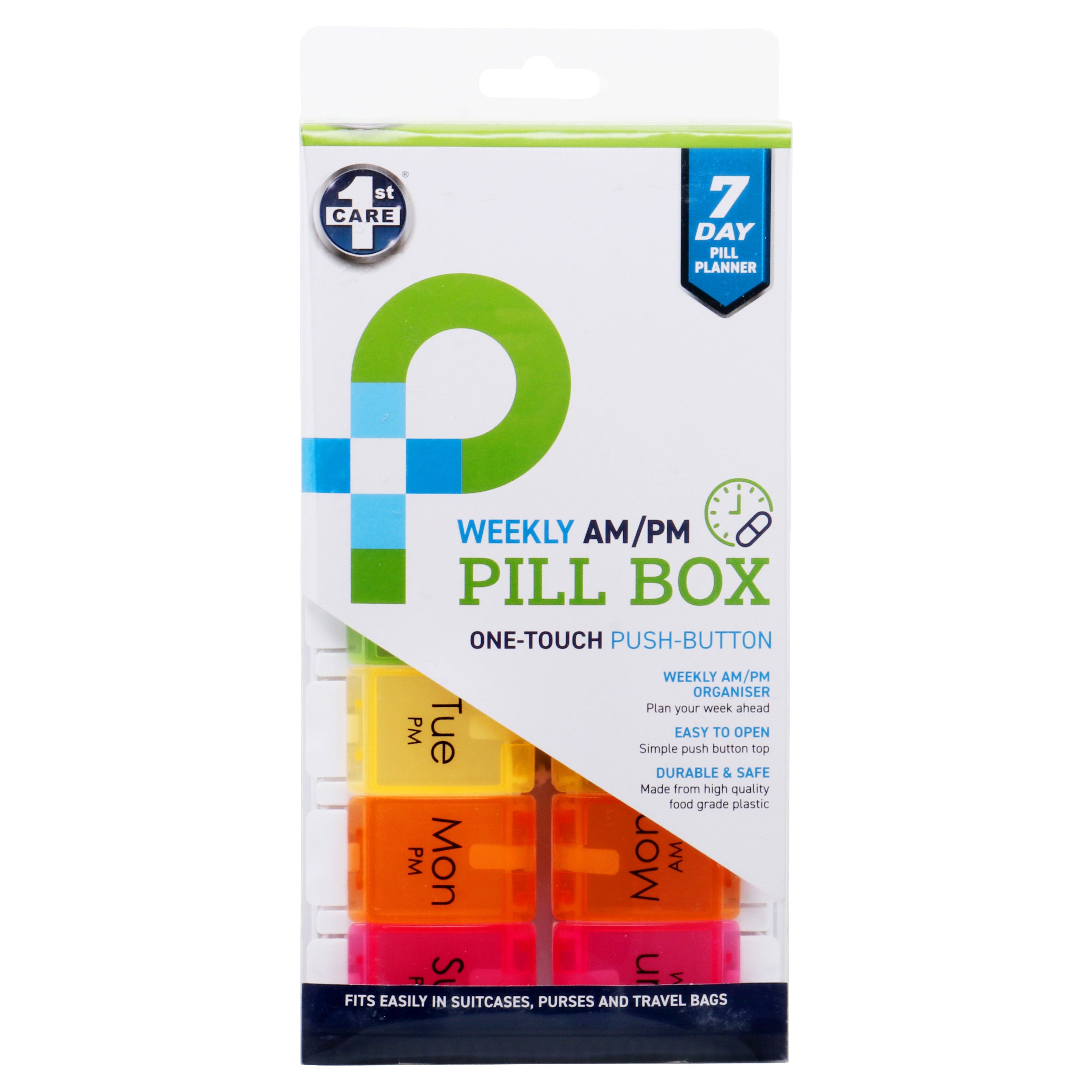 Pill Organiser One-Touch Push Button - 7 Days - Dollars and Sense